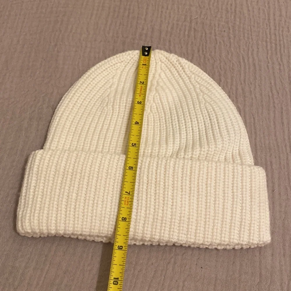 All Saints Ivory Knit Beanie wool blend